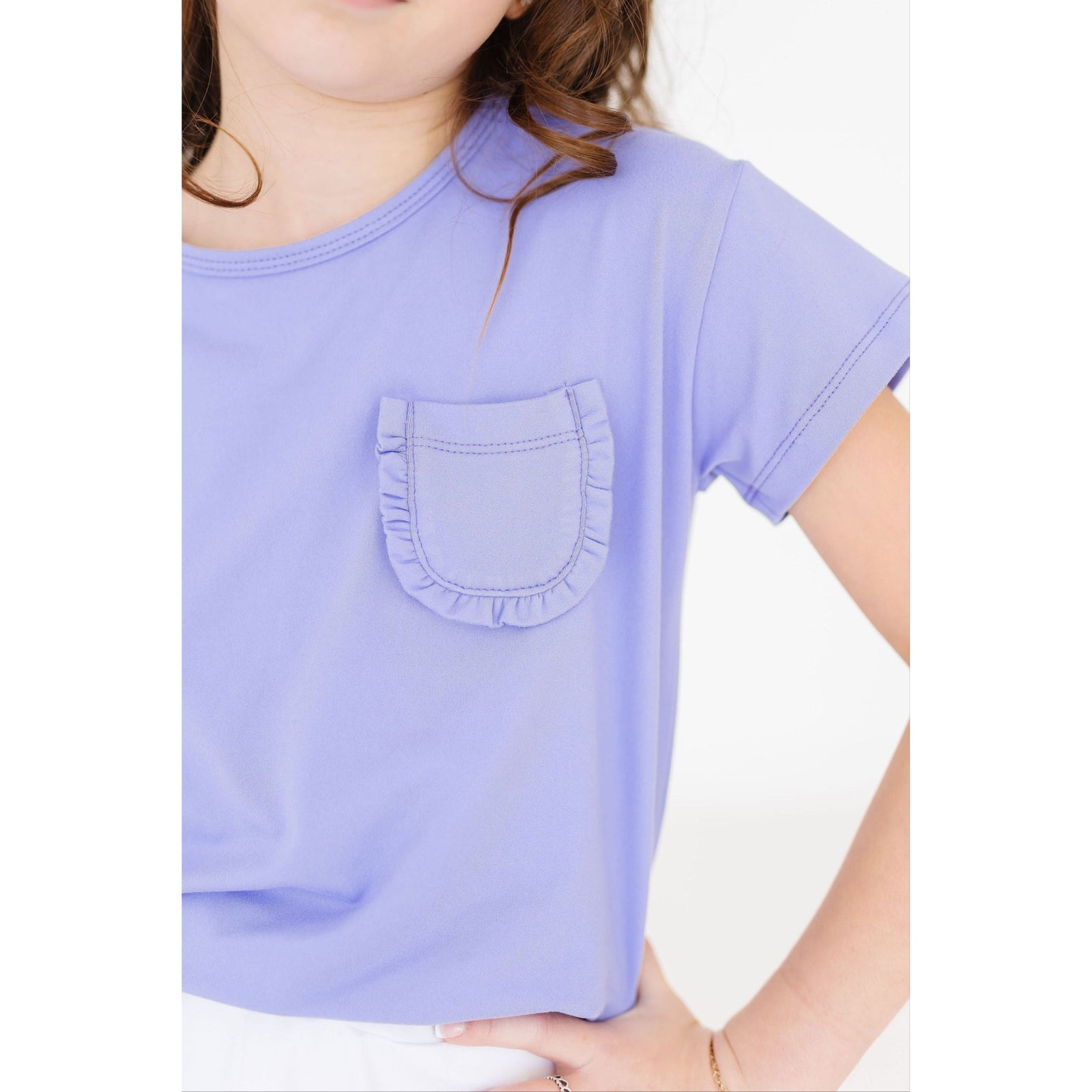 Periwinkle Ruffle Pocket Tee