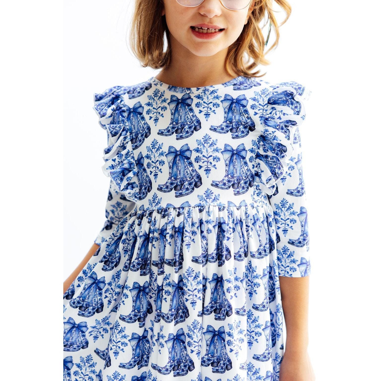 Southern Belle 3/4 Sleeve Ruffle Twirl Dress