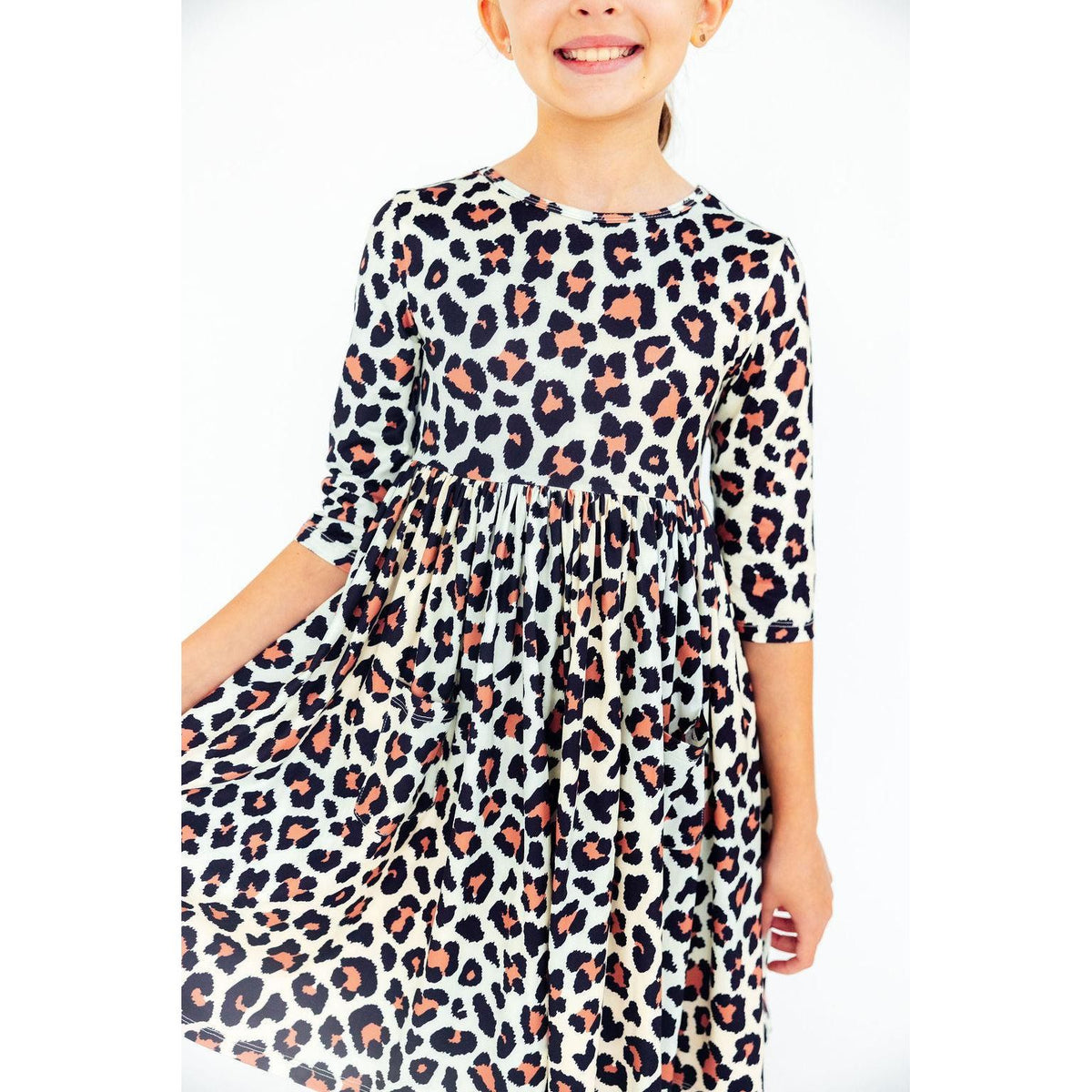 Wild One 3/4 Sleeve Pocket Twirl Dress