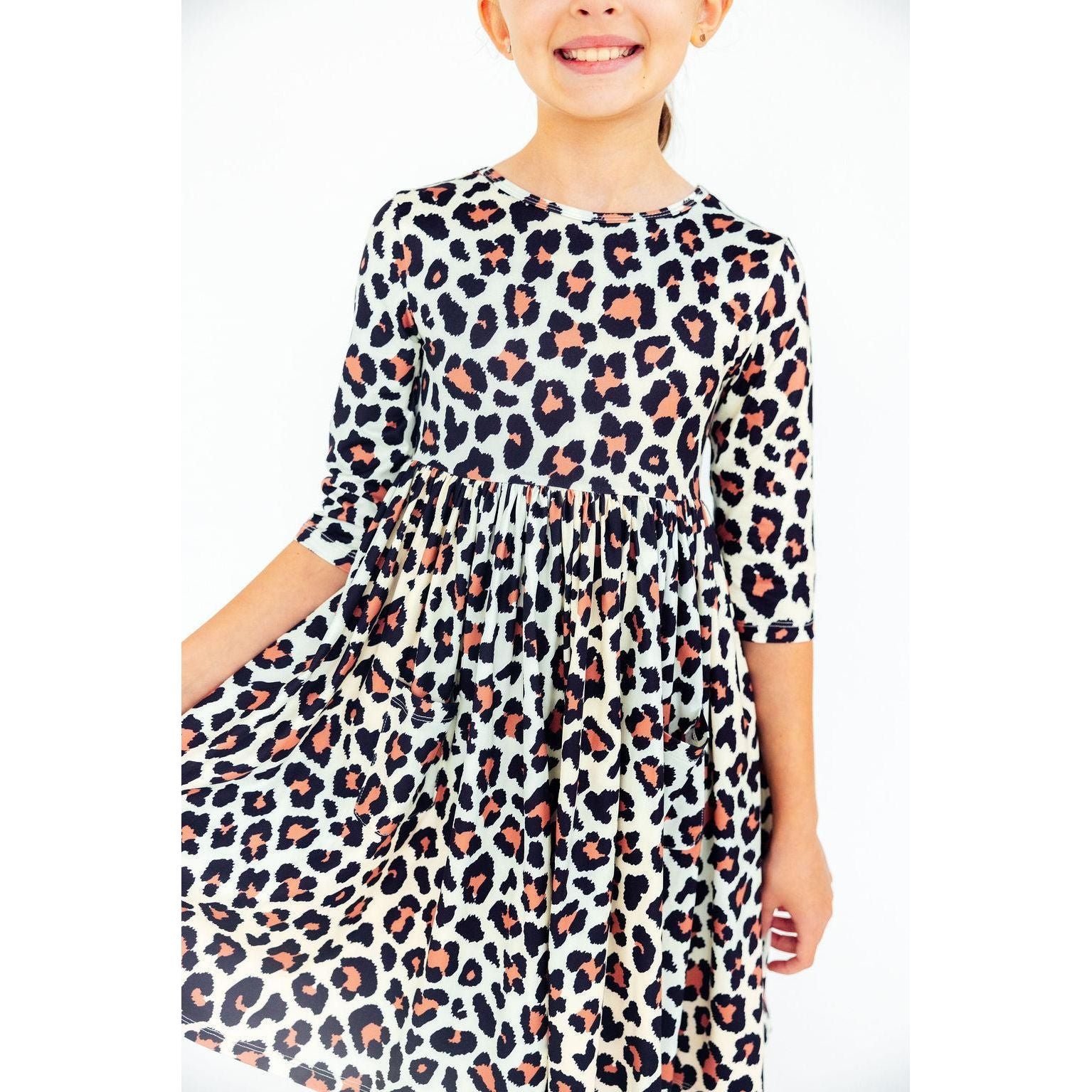Wild One 3/4 Sleeve Pocket Twirl Dress