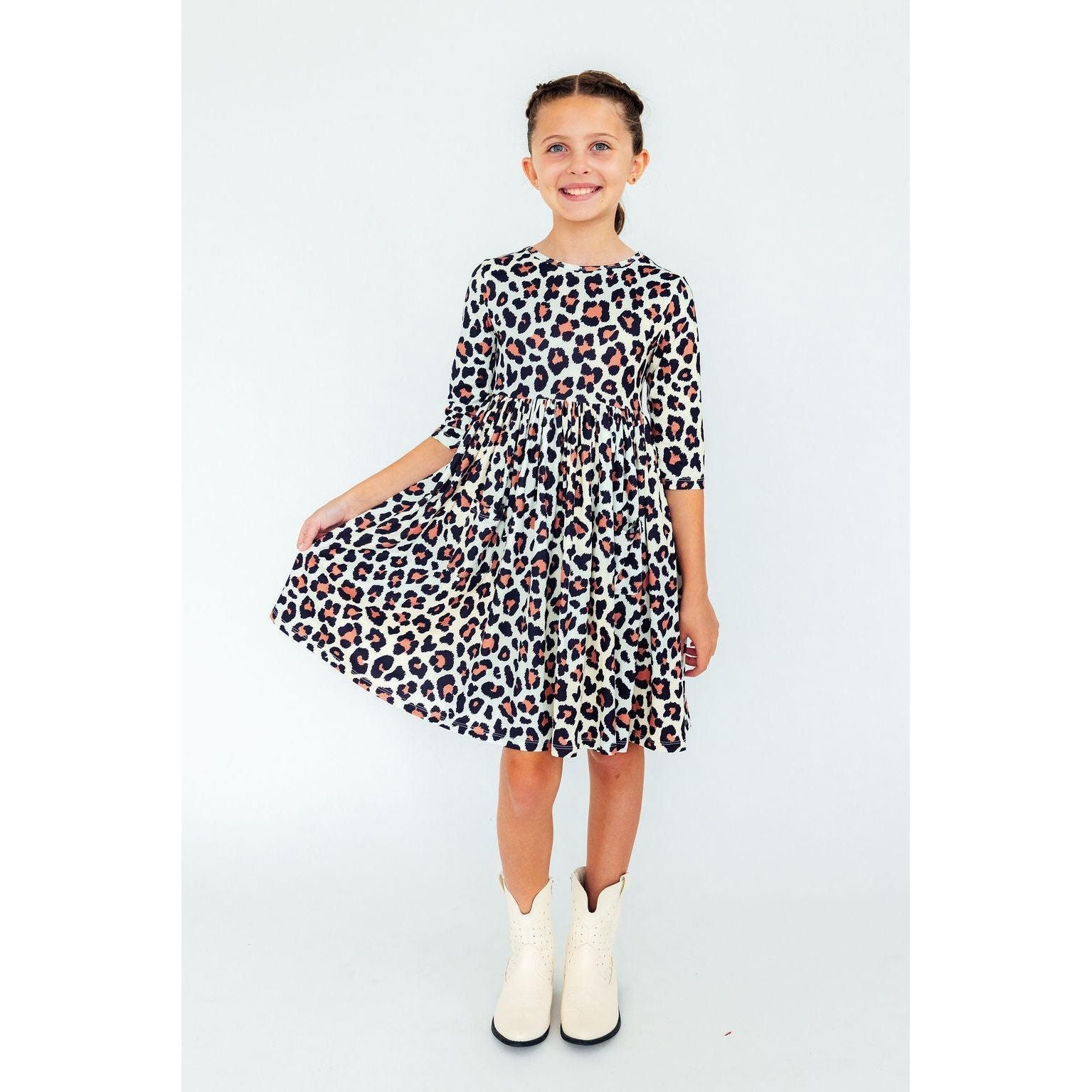 Wild One 3/4 Sleeve Pocket Twirl Dress