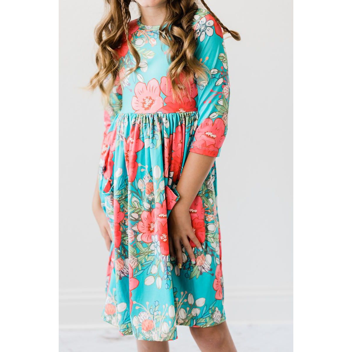 SALE After the Rain 3/4 Sleeve Pocket Twirl Dress