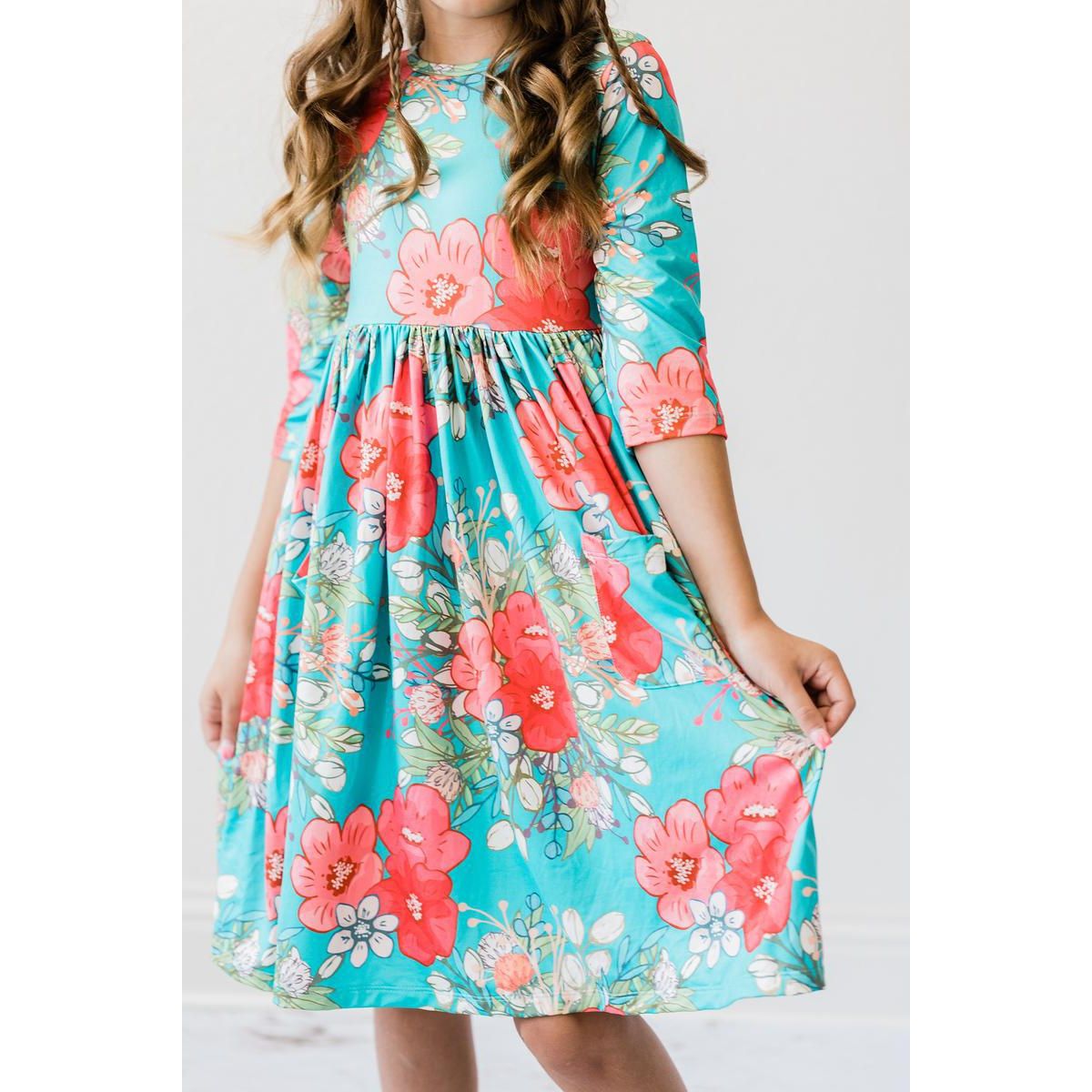 SALE After the Rain 3/4 Sleeve Pocket Twirl Dress