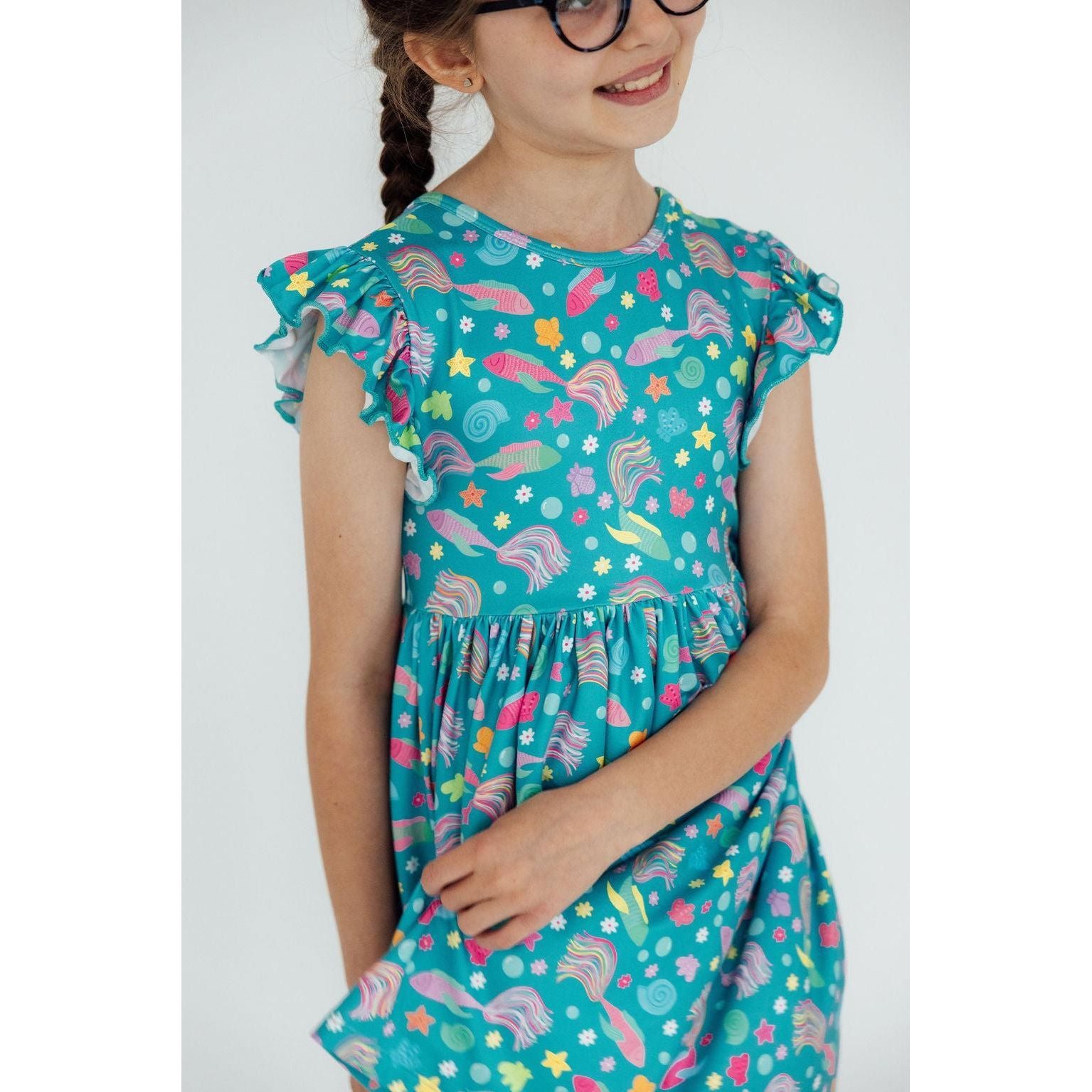 SALE Betta Blooms Flutter Sleeve Twirl Dress
