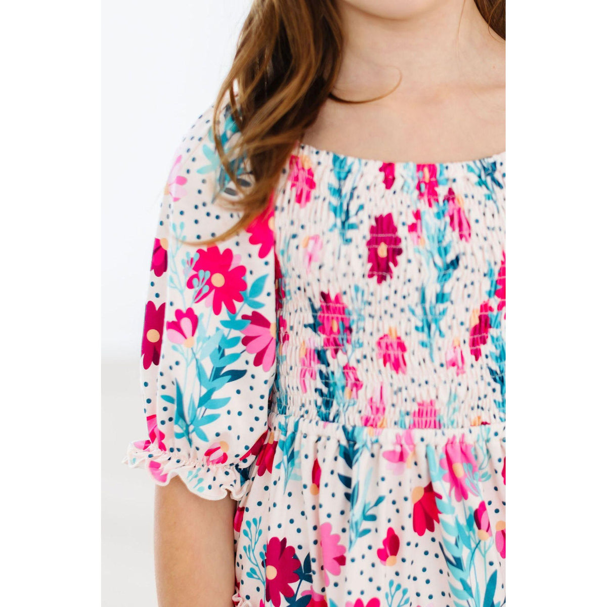 SALE Dots & Daisies Smocked Ruffle Dress