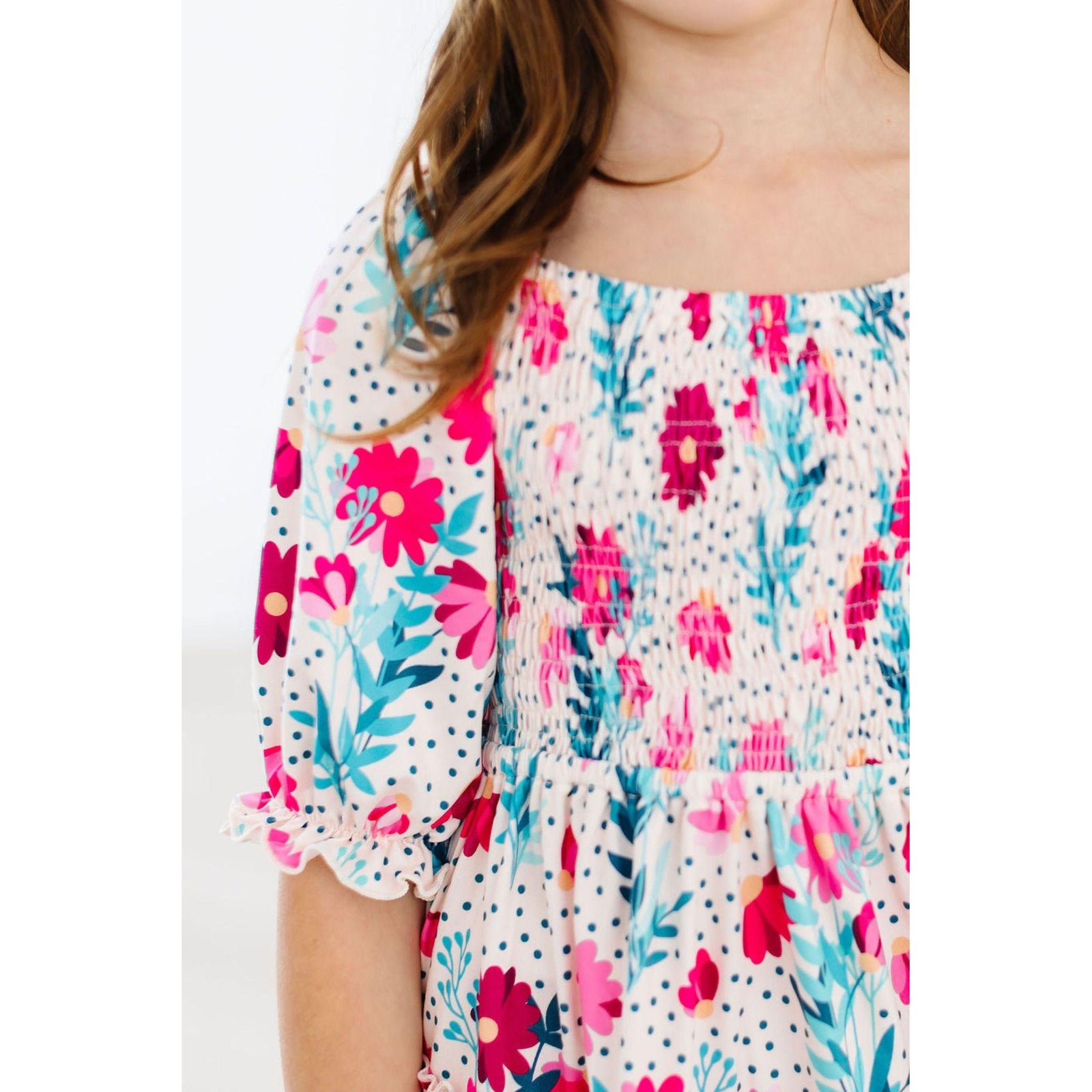 SALE Dots & Daisies Smocked Ruffle Dress