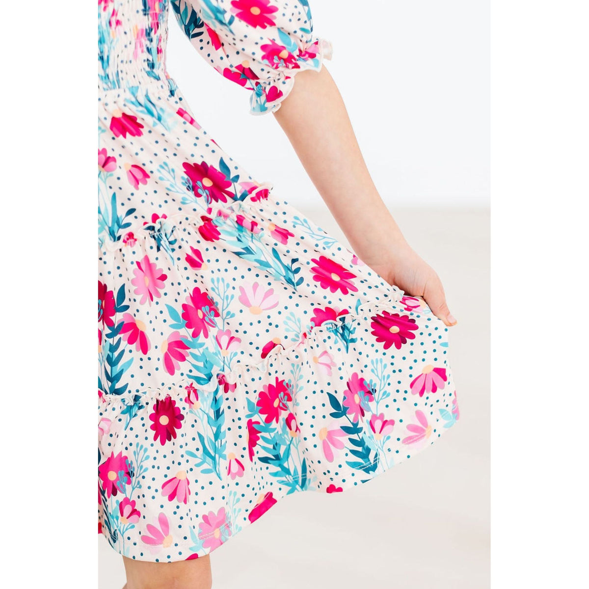 SALE Dots & Daisies Smocked Ruffle Dress