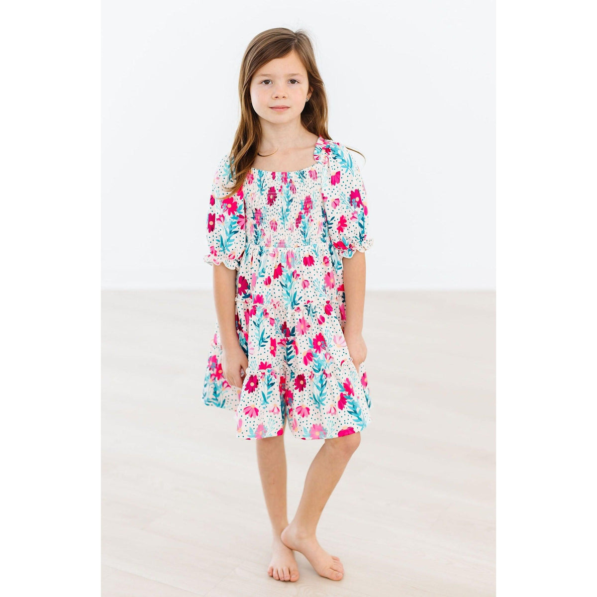 SALE Dots & Daisies Smocked Ruffle Dress