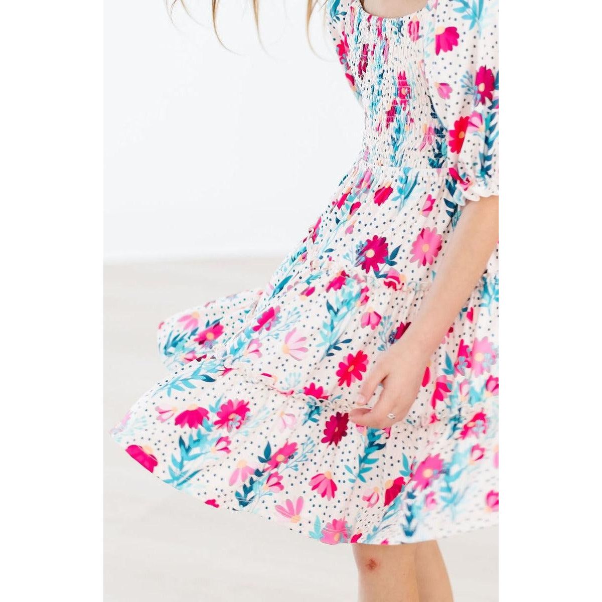 SALE Dots & Daisies Smocked Ruffle Dress