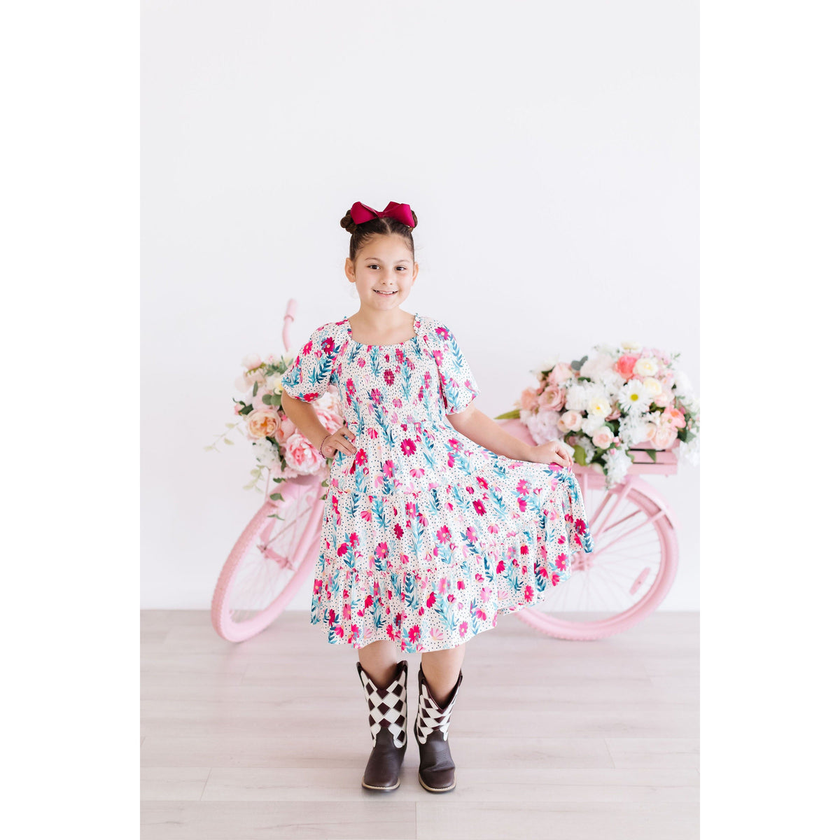 SALE Dots & Daisies Smocked Ruffle Dress