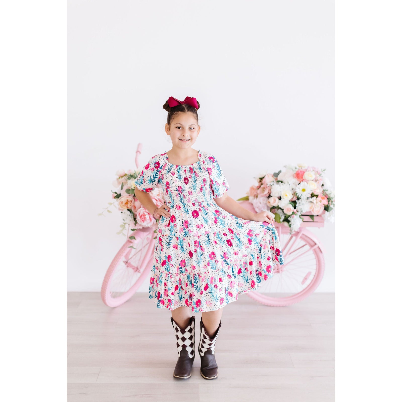 SALE Dots & Daisies Smocked Ruffle Dress