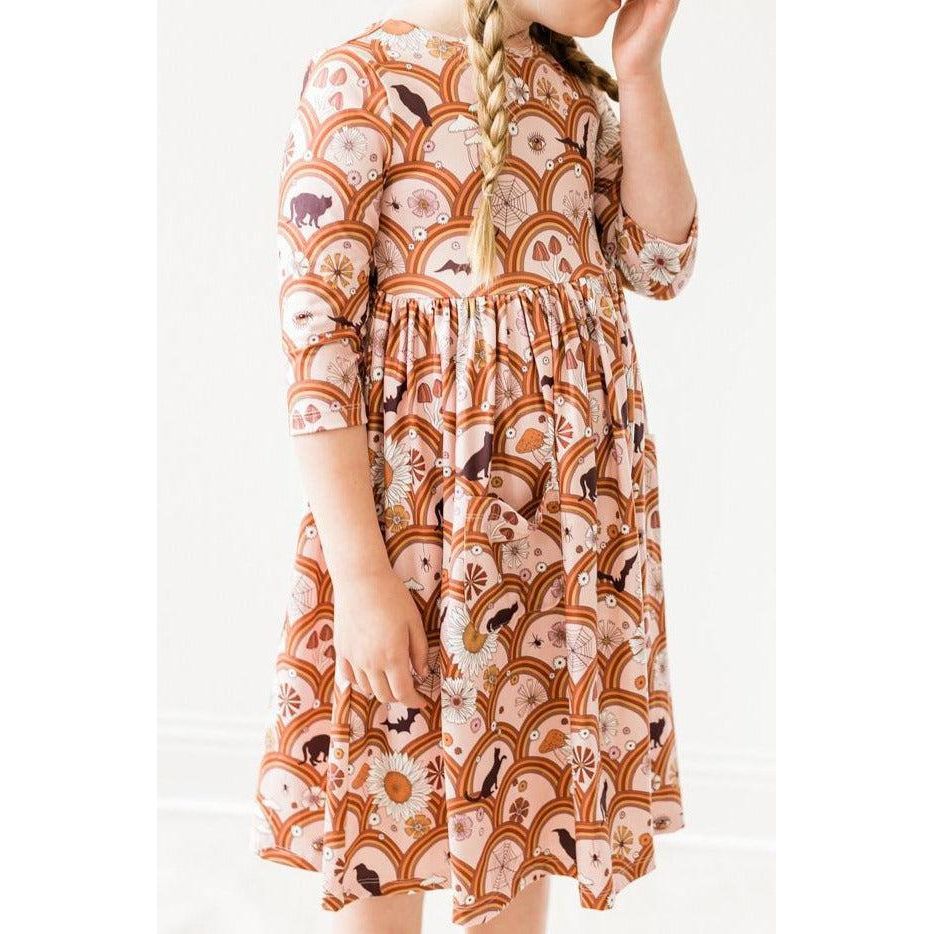 SALE Hocus Pocus 3/4 Sleeve Pocket Twirl Dress
