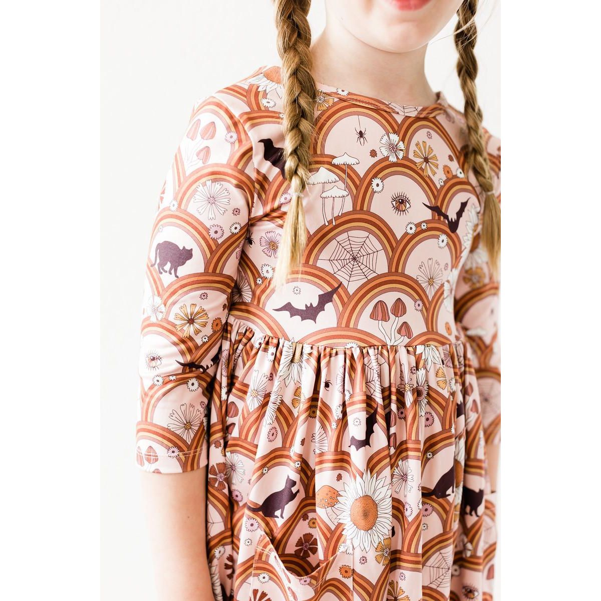 SALE Hocus Pocus 3/4 Sleeve Pocket Twirl Dress