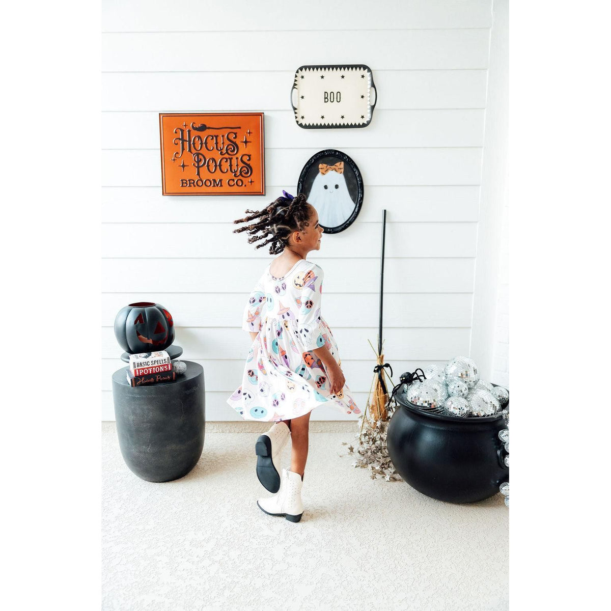 SALE Monster Mash 3/4 Sleeve Pocket Twirl Dress