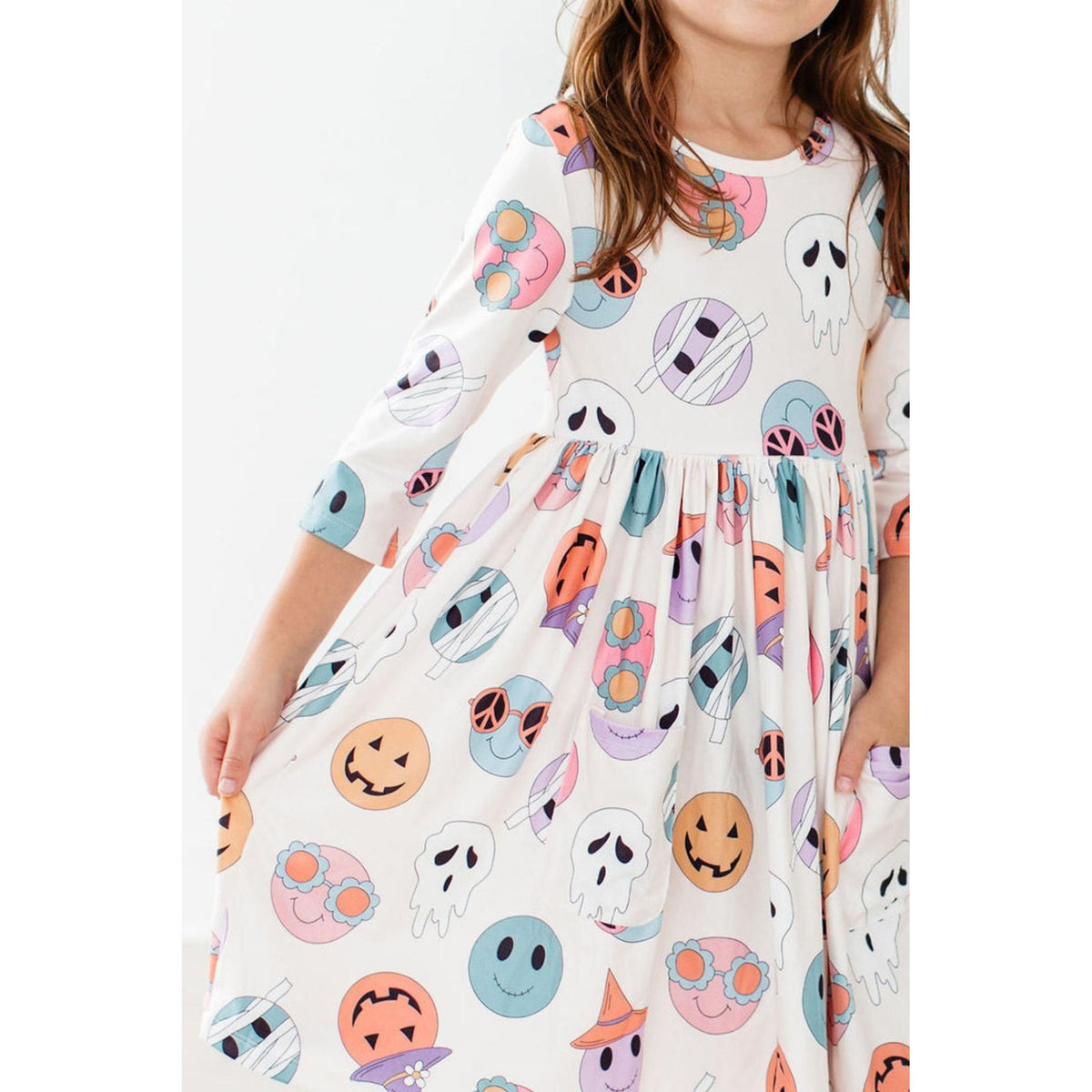 SALE Monster Mash 3/4 Sleeve Pocket Twirl Dress