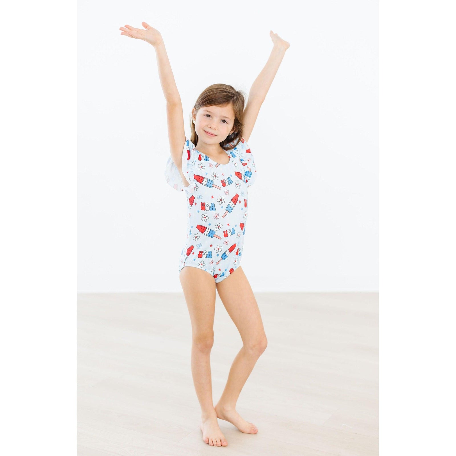 SALE Proudly Patriotic S/S Flutter Sleeve Leotard
