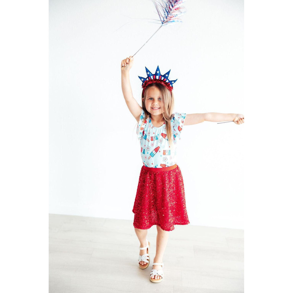 SALE Proudly Patriotic S/S Flutter Sleeve Leotard