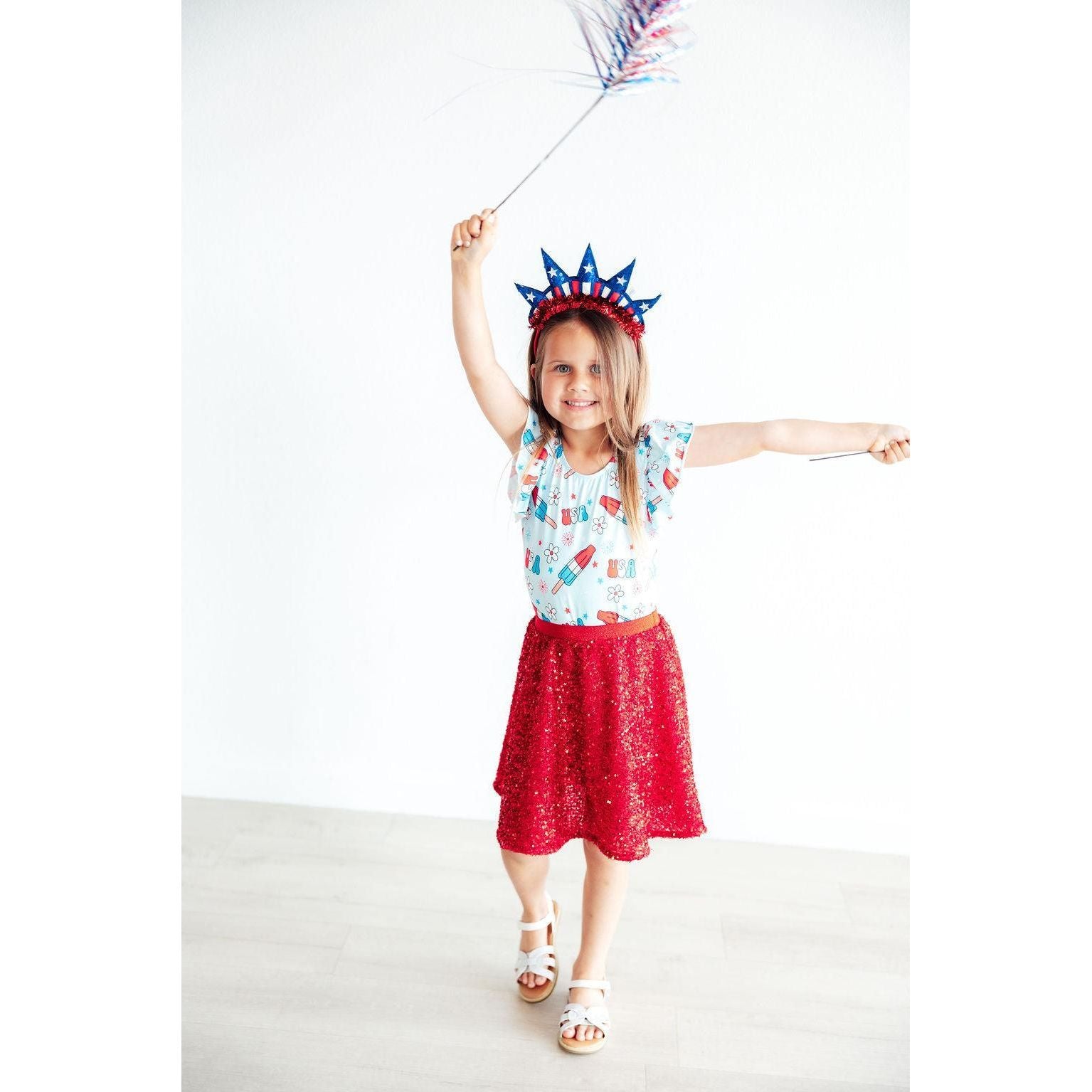 SALE Proudly Patriotic S/S Flutter Sleeve Leotard