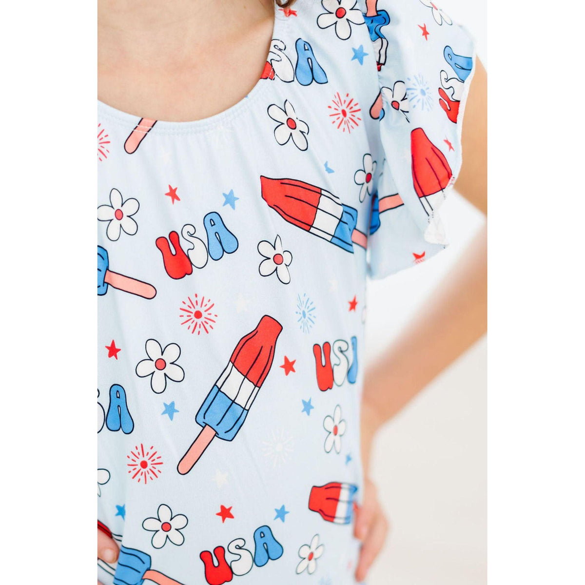 SALE Proudly Patriotic S/S Flutter Sleeve Leotard
