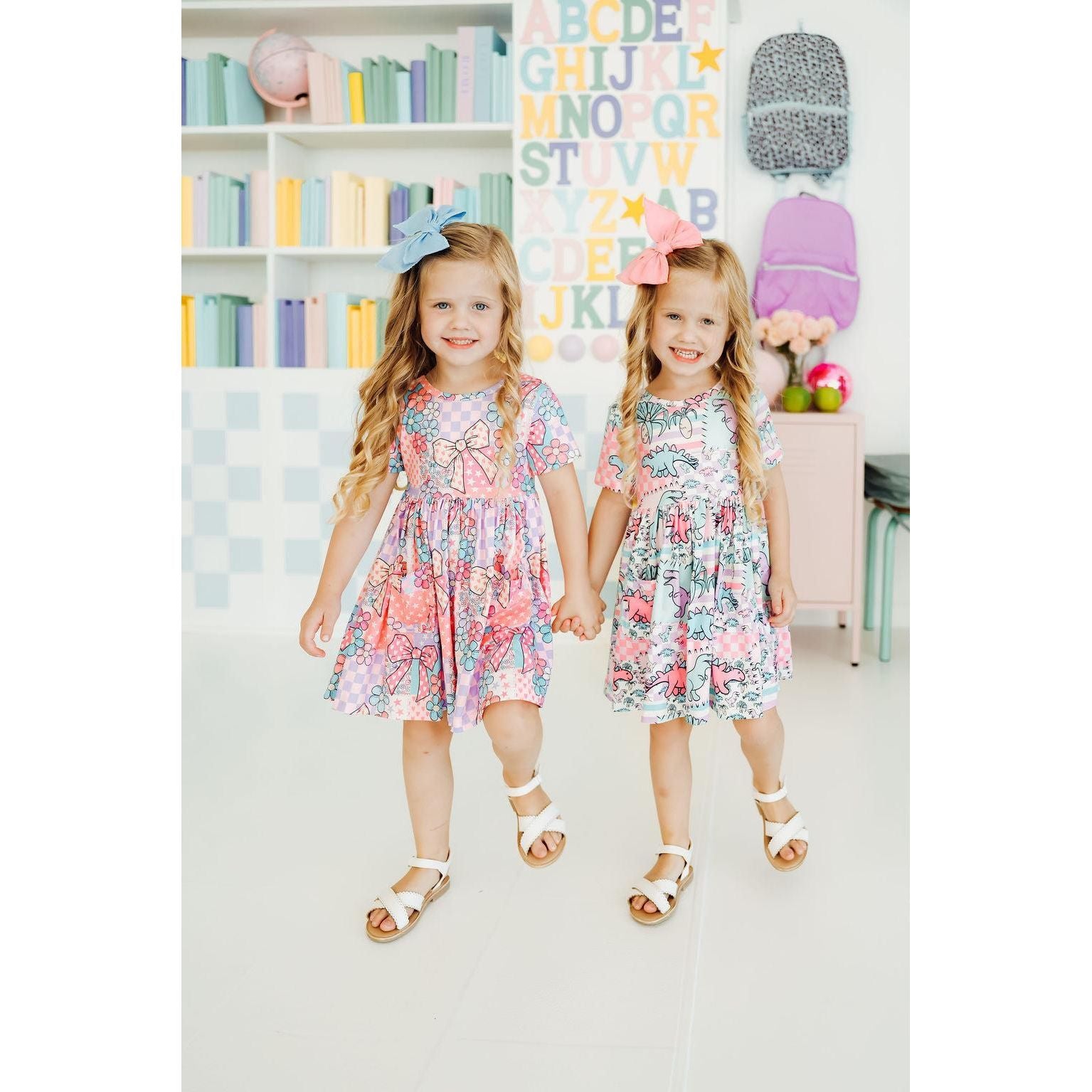 SALE Quilted Dinos S/S Pocket Twirl Dress