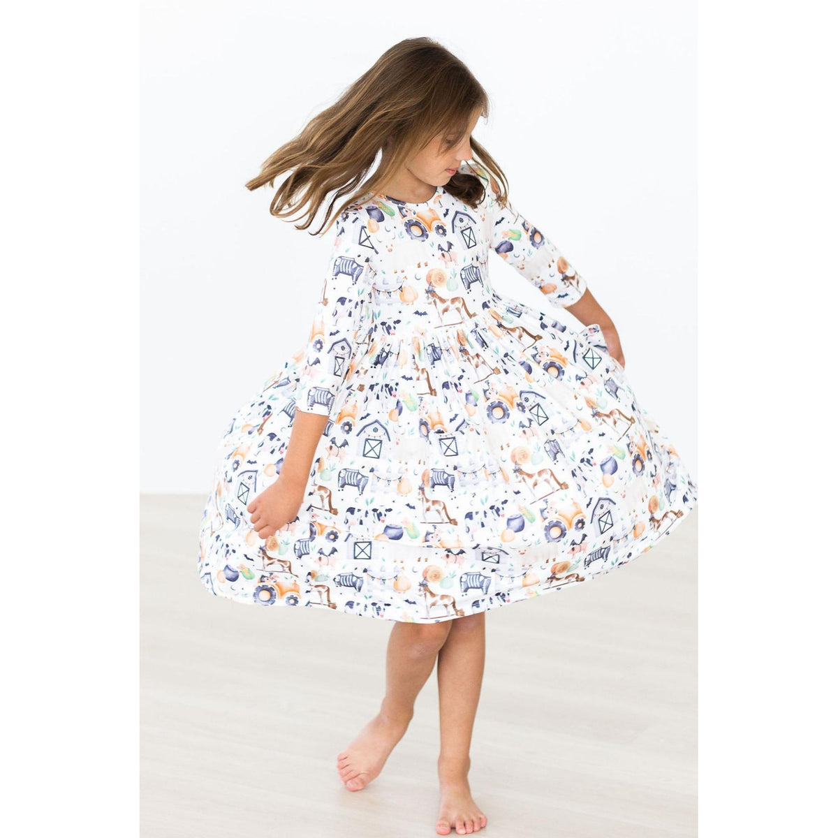 SALE Stay Spooky 3/4 Sleeve Pocket Twirl Dress