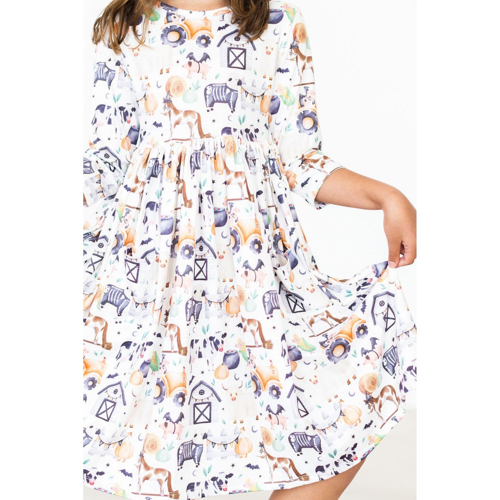 SALE Stay Spooky 3/4 Sleeve Pocket Twirl Dress