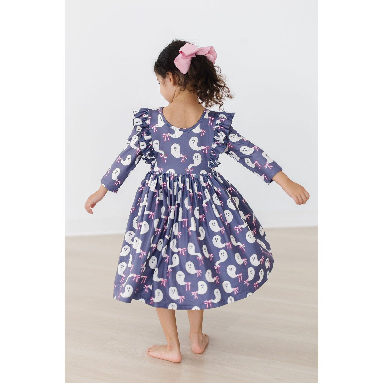 SALE Tied with a Boo 3/4 Ruffle Twirl Dress