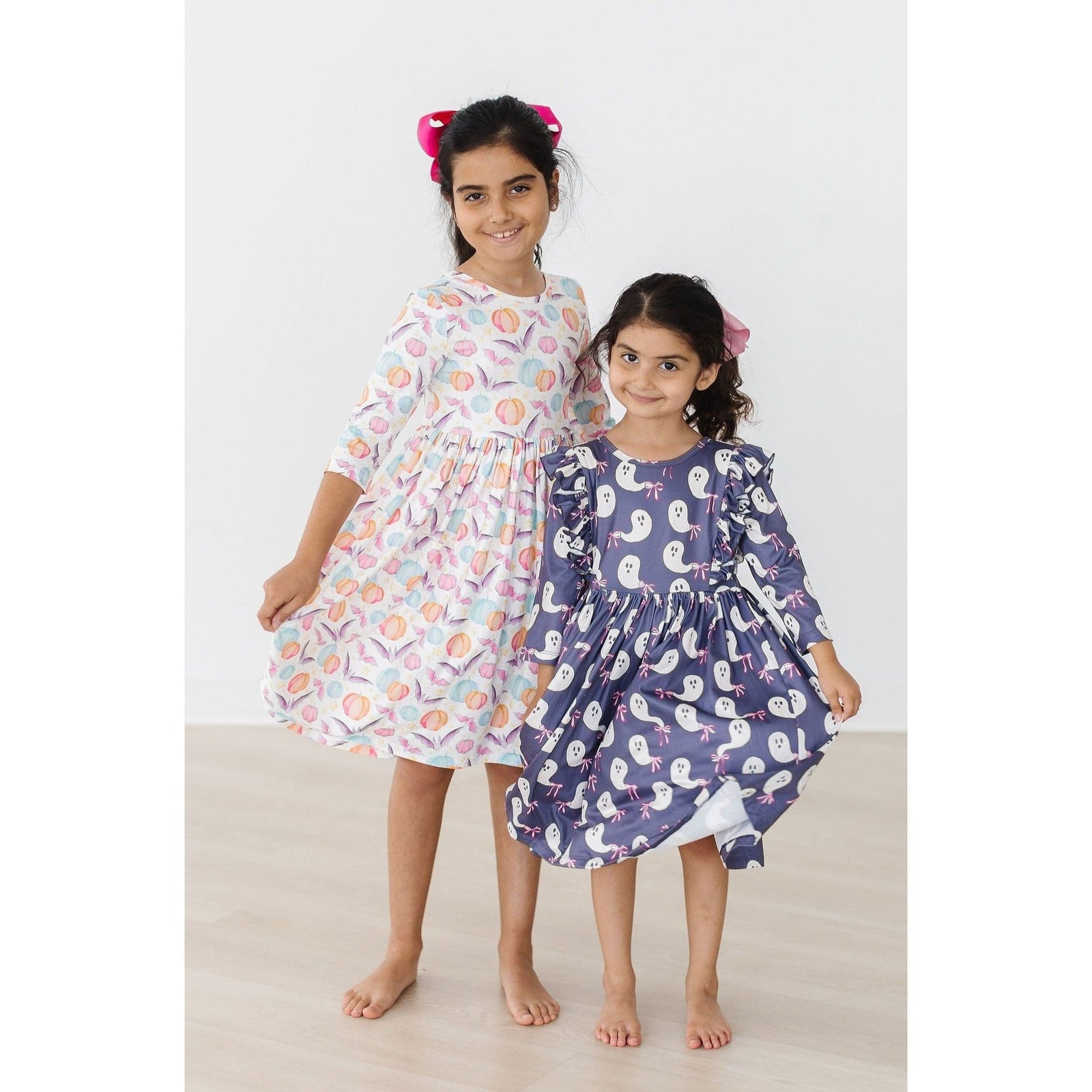 SALE Tied with a Boo 3/4 Ruffle Twirl Dress