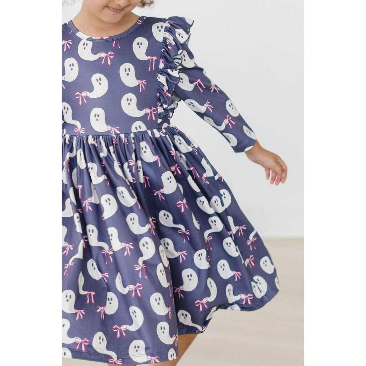 SALE Tied with a Boo 3/4 Ruffle Twirl Dress