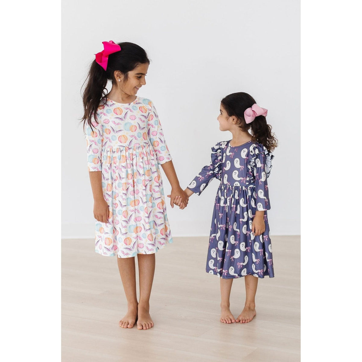 SALE Tied with a Boo 3/4 Ruffle Twirl Dress