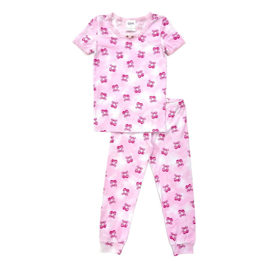 short sleeve pajama set | sweet cherry