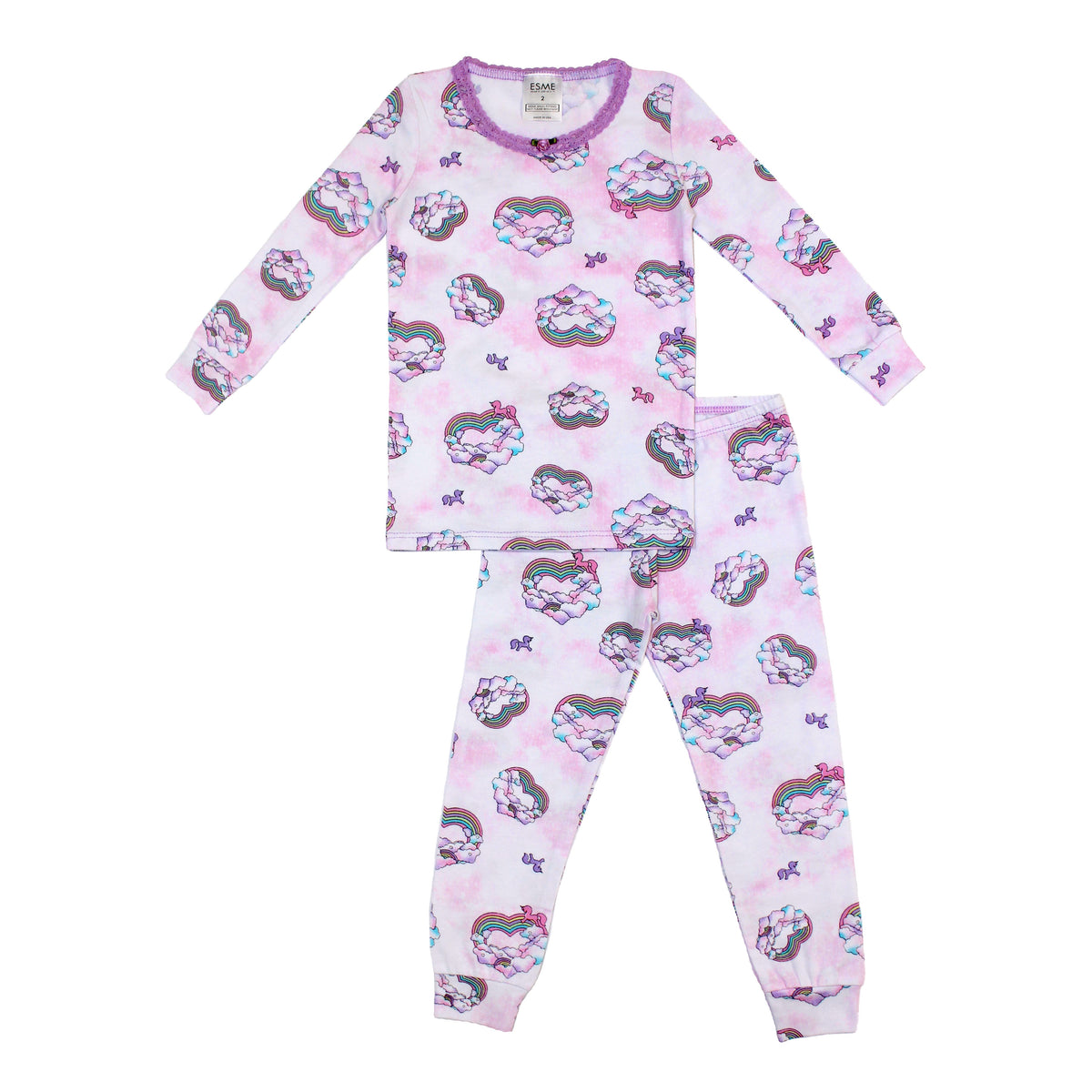 long sleeve pajama set | unicorn love