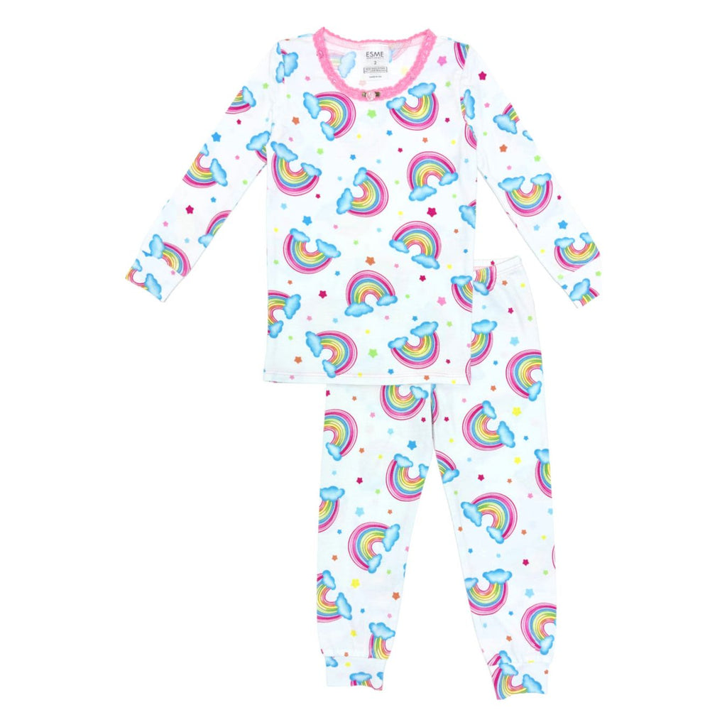 rainbow & stars long sleeve pajama set