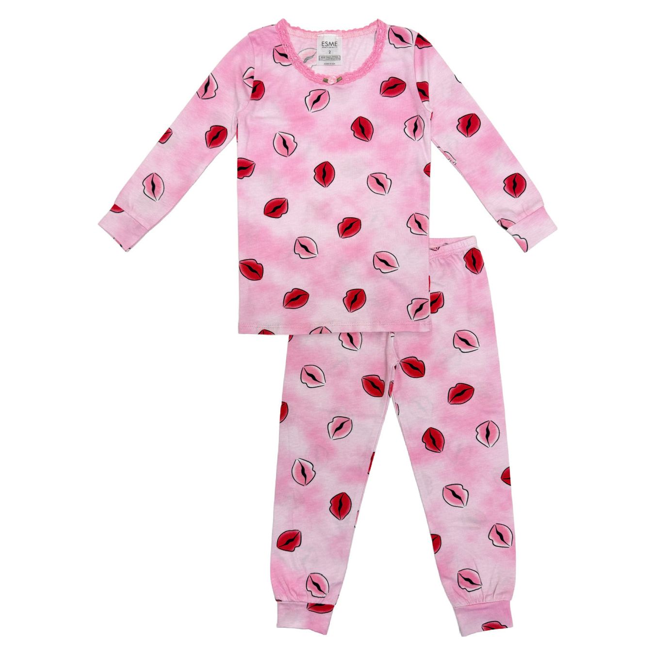 lips long sleeve pajama set