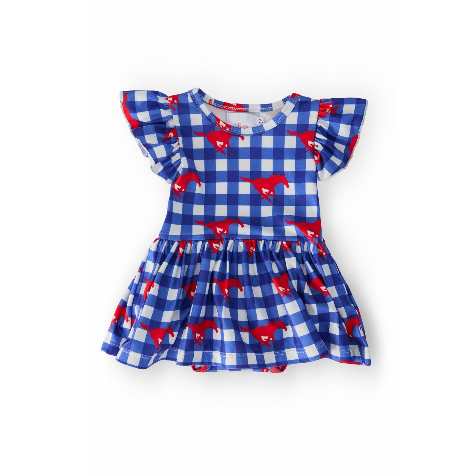 SMU Plaid Mustang Flutter Twirl Bodysuit