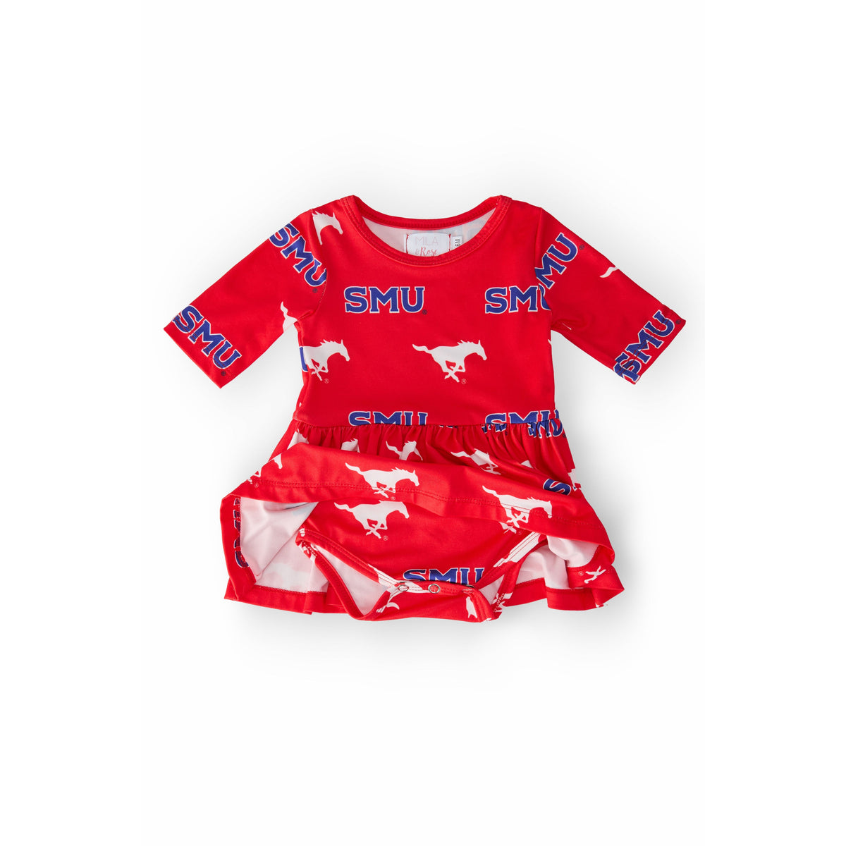 SMU Red Mustang 3/4 Sleeve Twirl Bodysuit