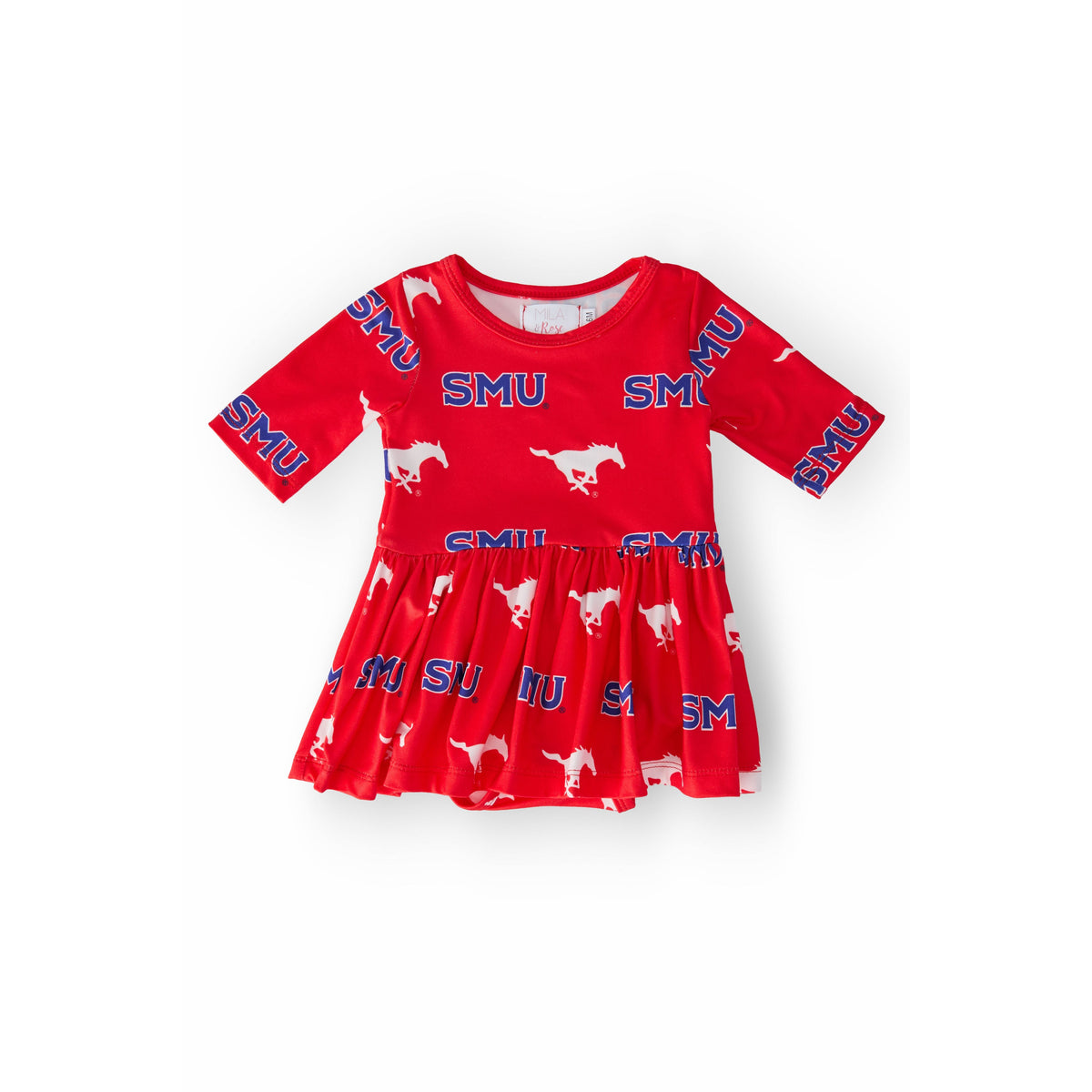 SMU Red Mustang 3/4 Sleeve Twirl Bodysuit
