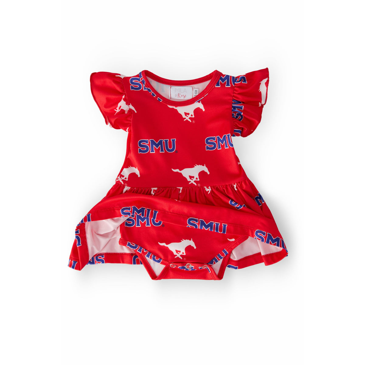 SMU Red Mustang Flutter Twirl Bodysuit