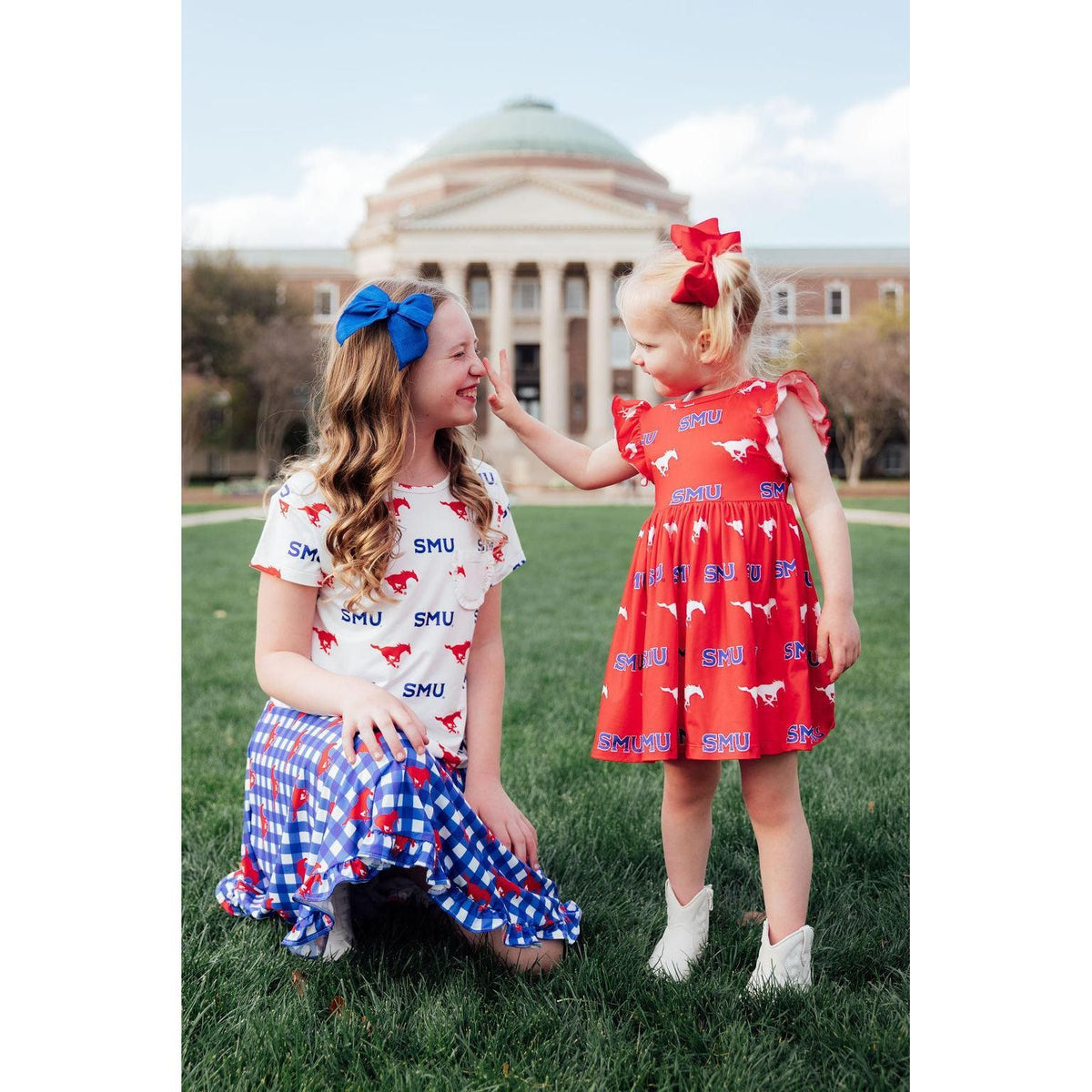 SMU Red Mustang Flutter Twirl Dress