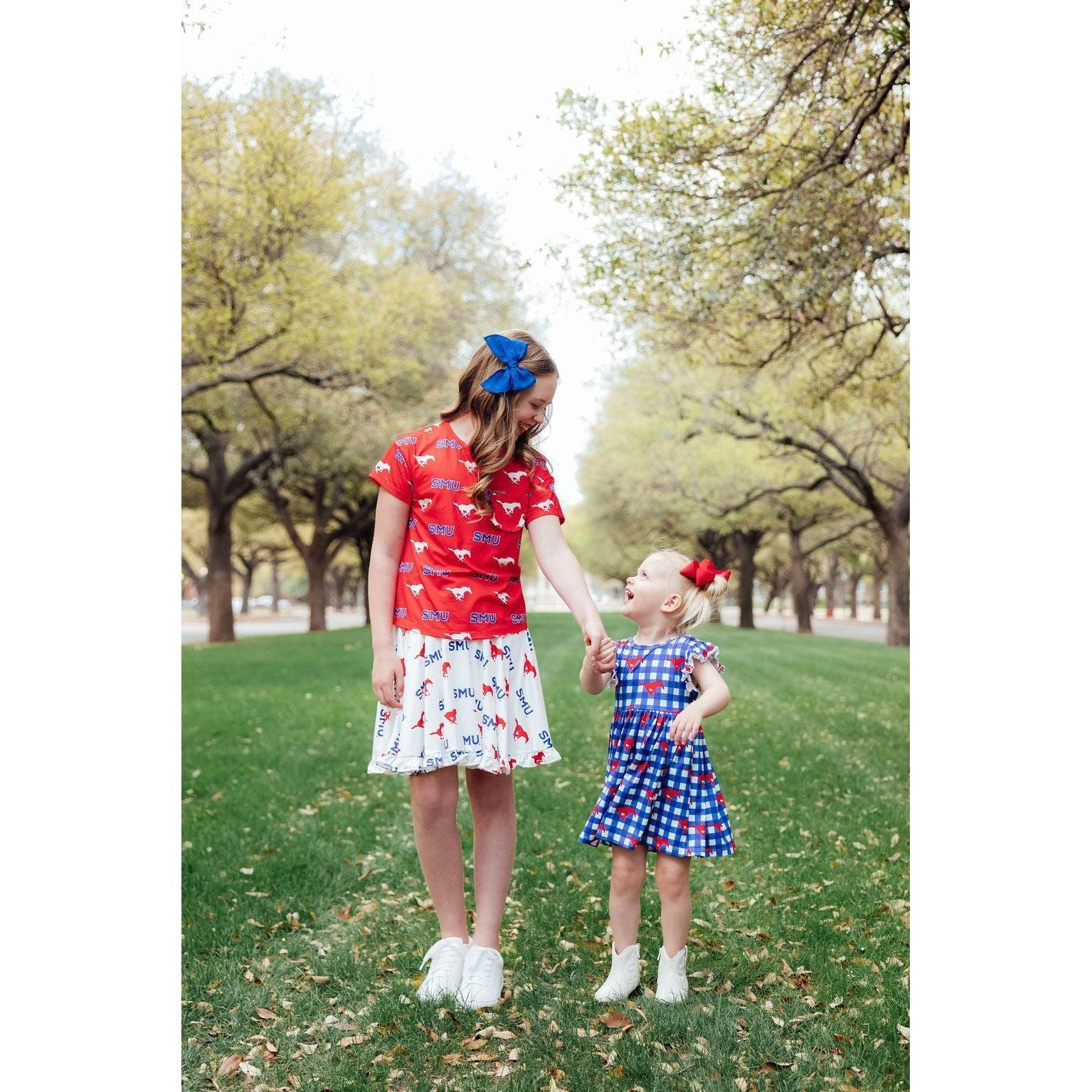 SMU Red Mustang Ruffle Pocket Tee