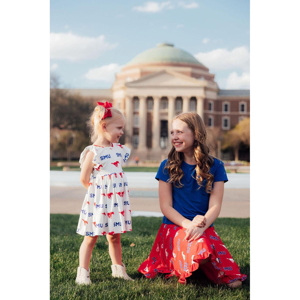 SMU Red Mustang Ruffle Twirl Skort