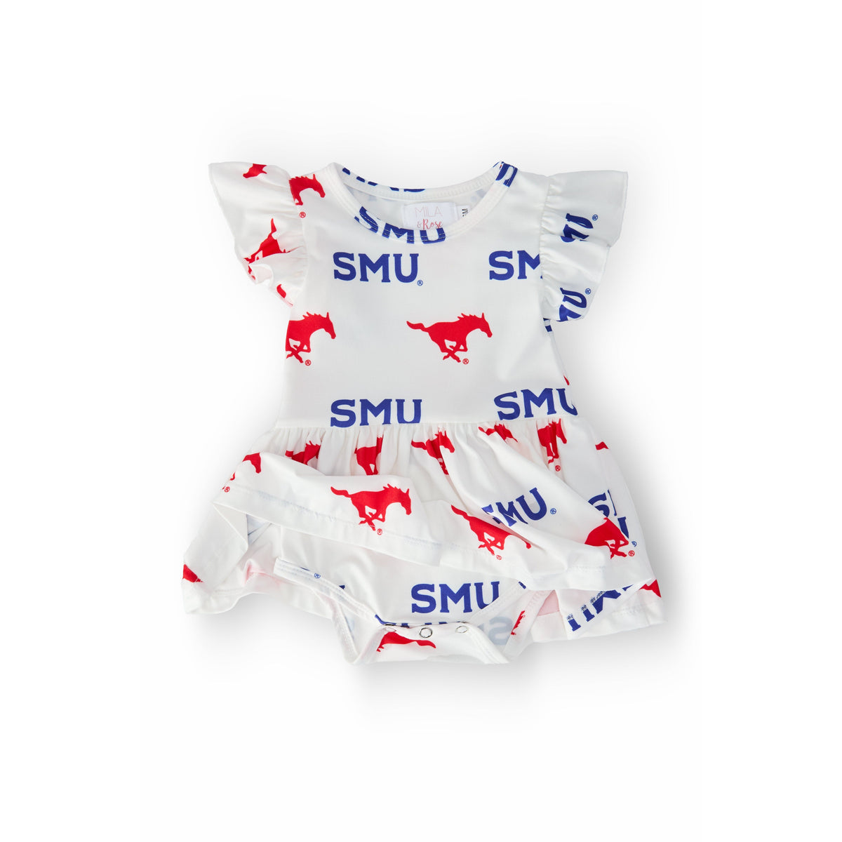 SMU White Mustang Flutter Twirl Bodysuit
