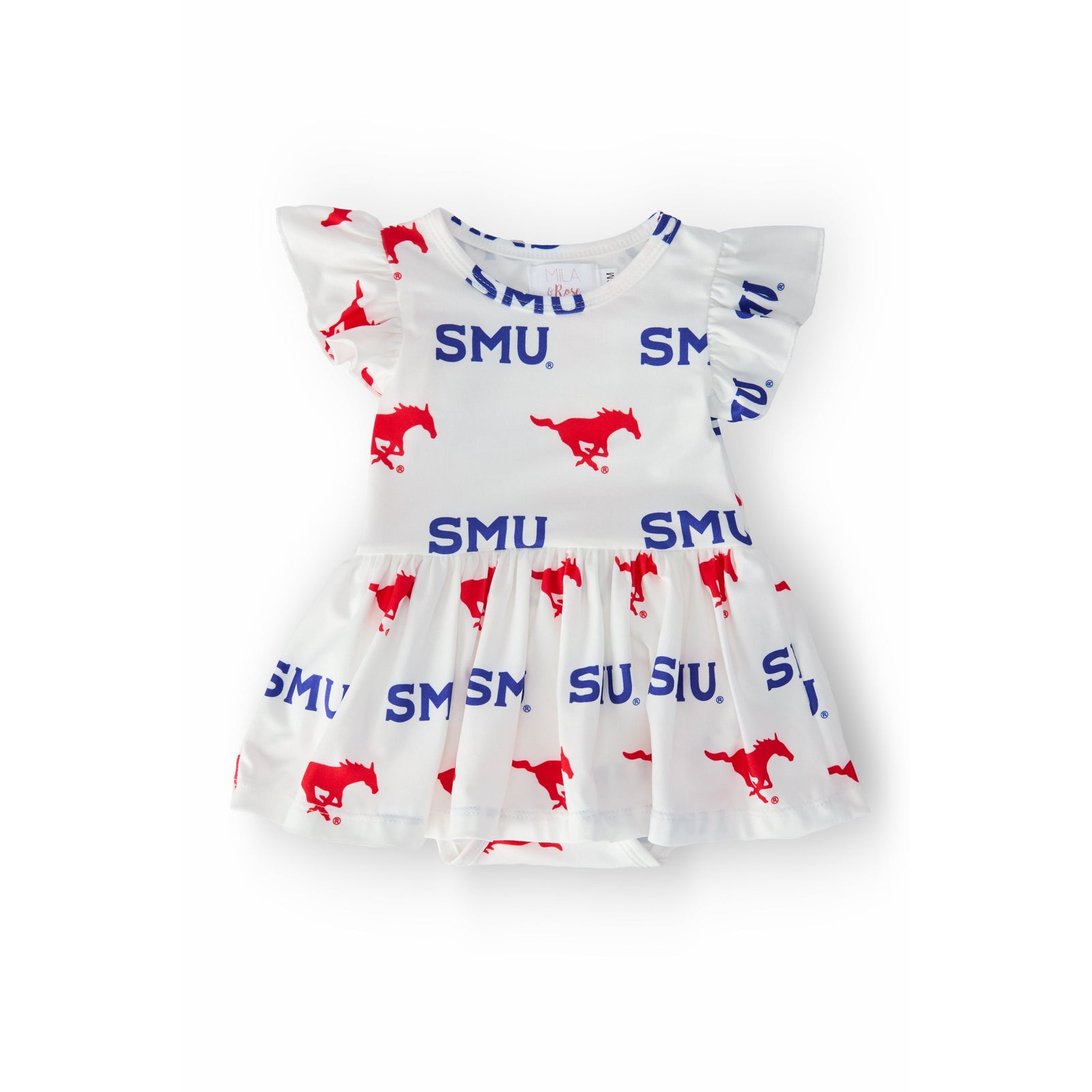 SMU White Mustang Flutter Twirl Bodysuit