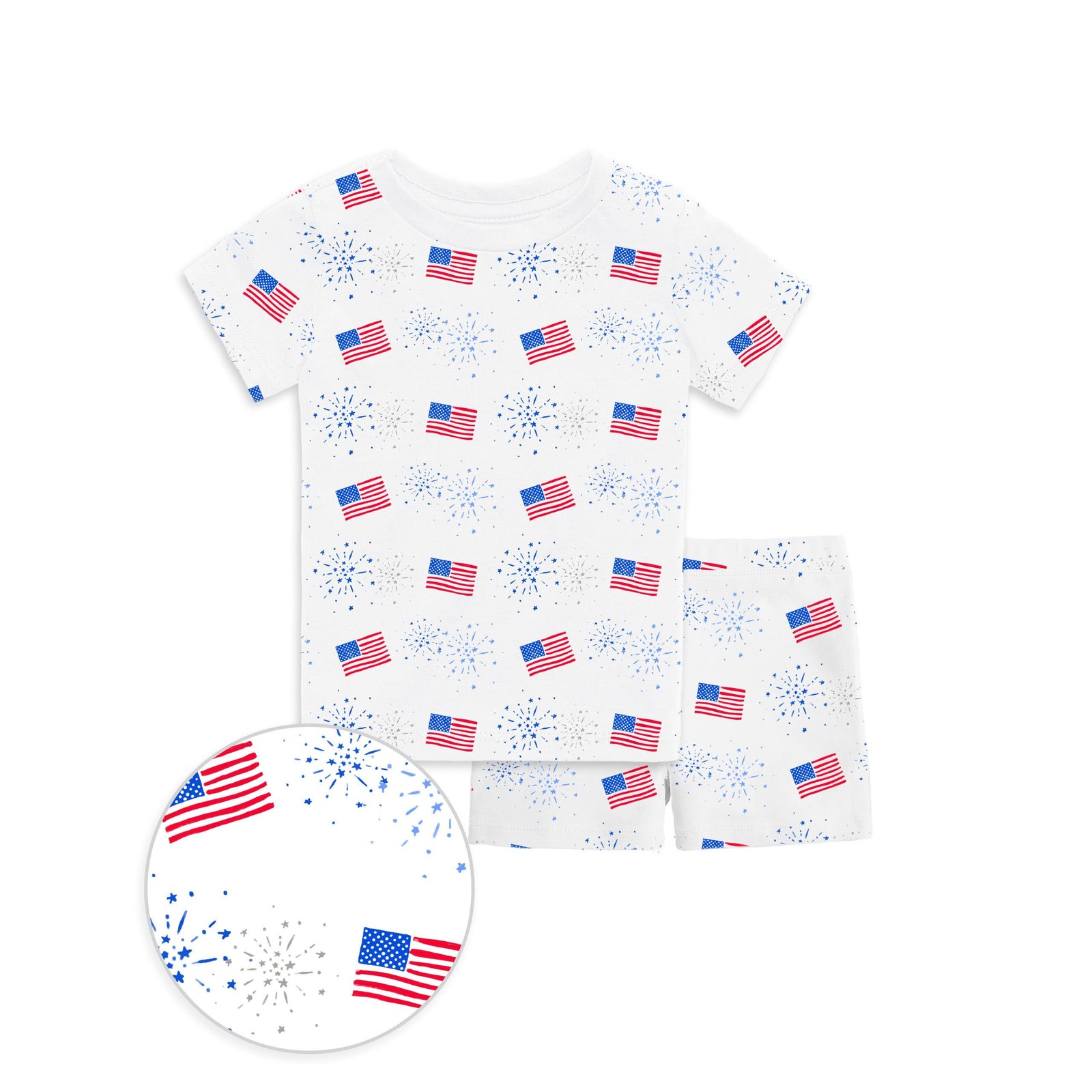 The Organic Short Sleeve Pajama Set [Flags and Fireworks]