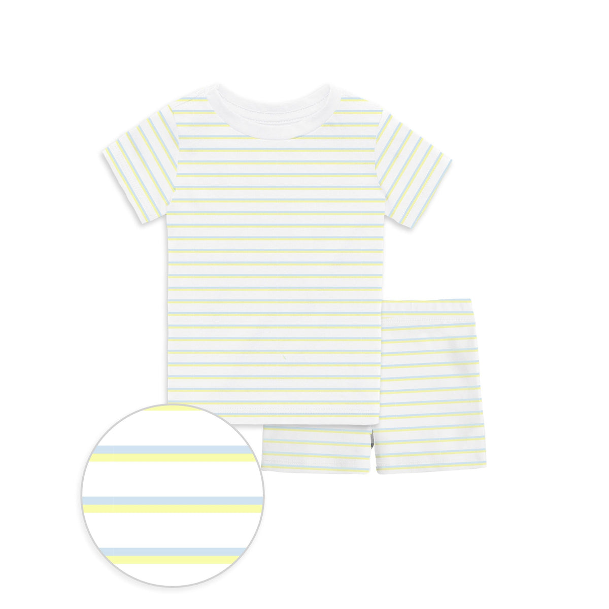 The Organic Short Sleeve Pajama Set [Lemon Double Stripe]