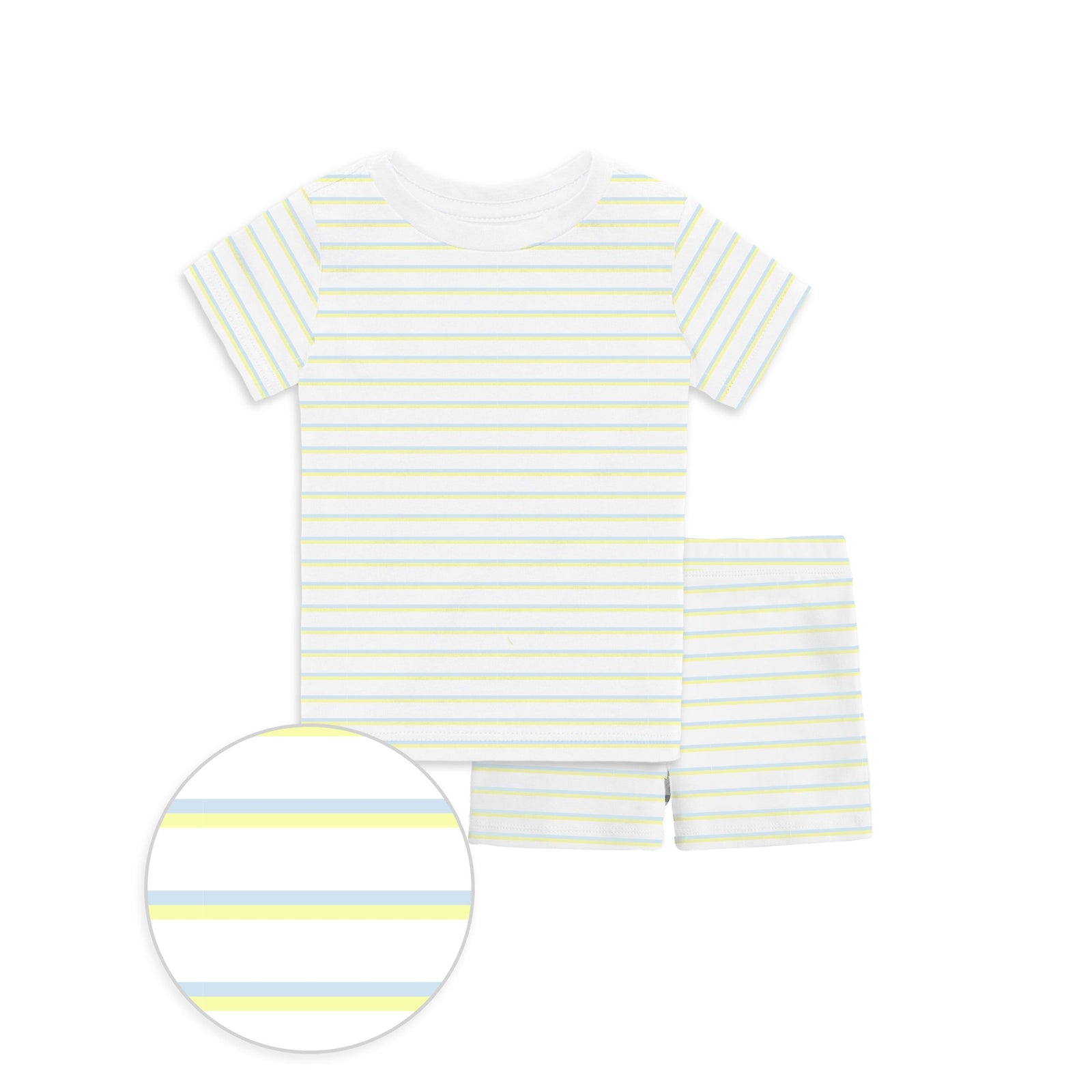 The Organic Short Sleeve Pajama Set [Lemon Double Stripe]