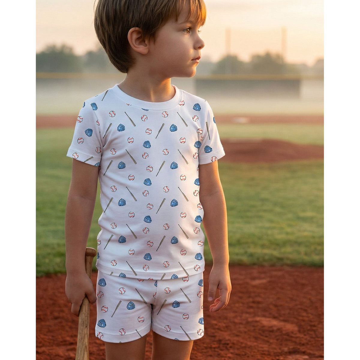 The Organic Short Sleeve Pajama Set [Batter Up]