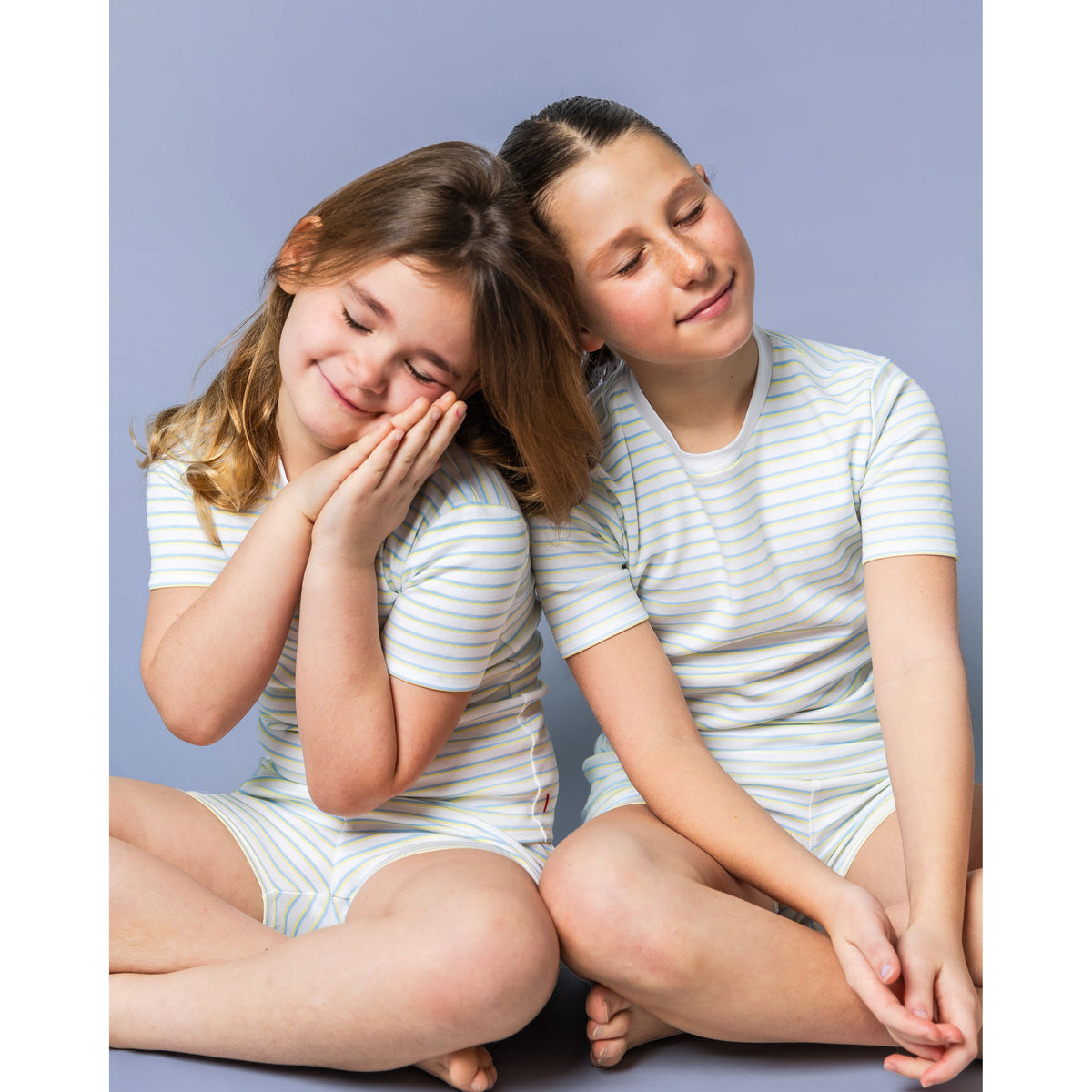 The Organic Short Sleeve Pajama Set [Lemon Double Stripe]