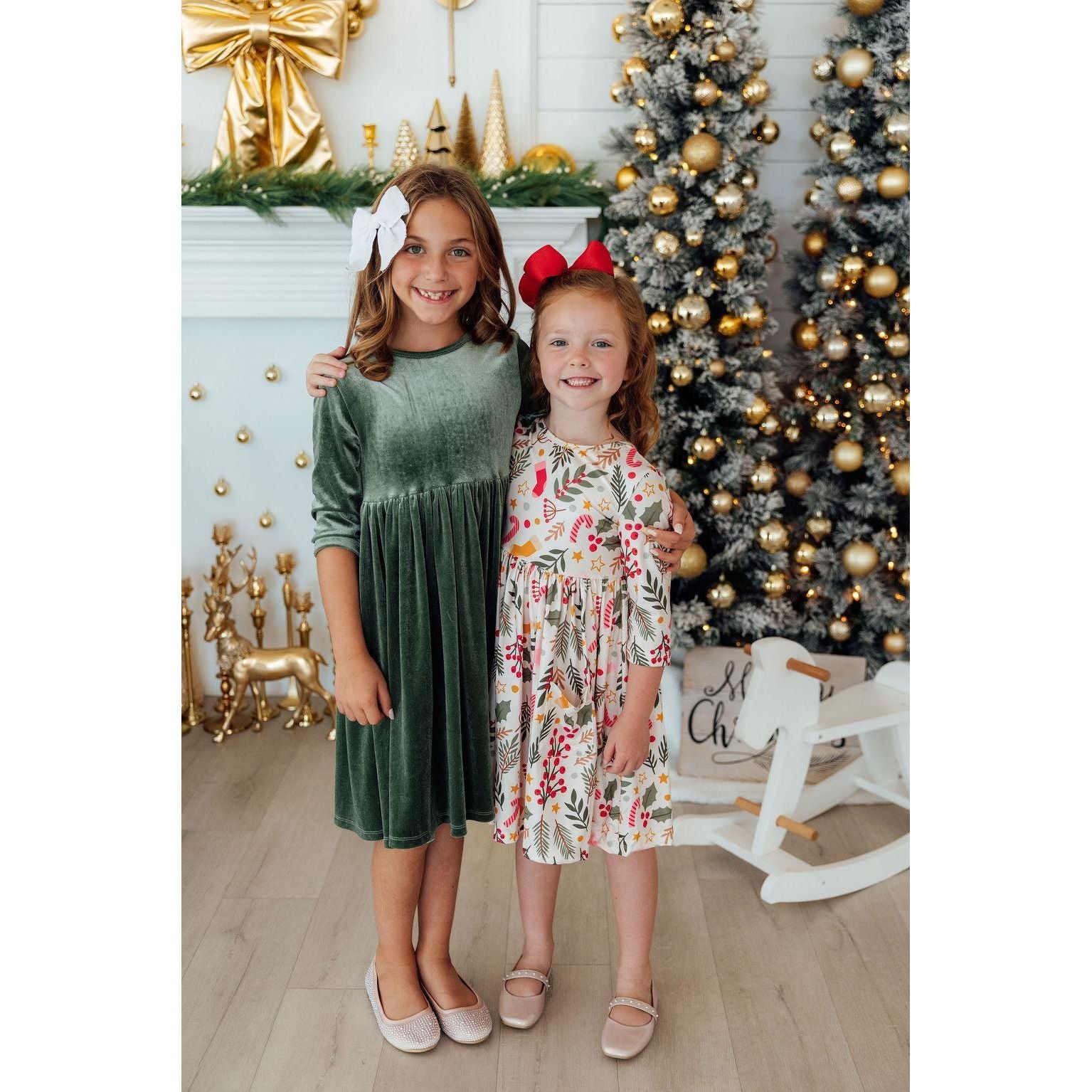 Sage Velvet Twirl Dress