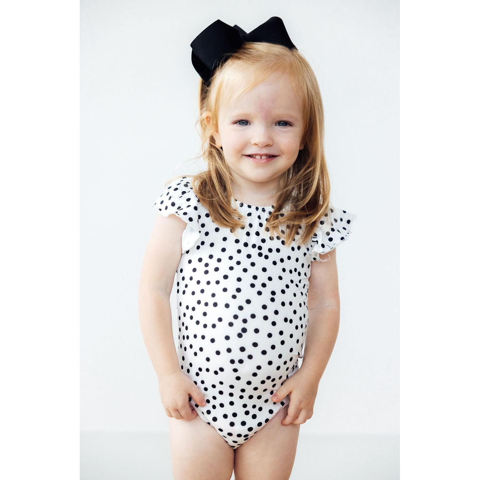 Scattered Dot S/S Flutter Sleeve Leotard